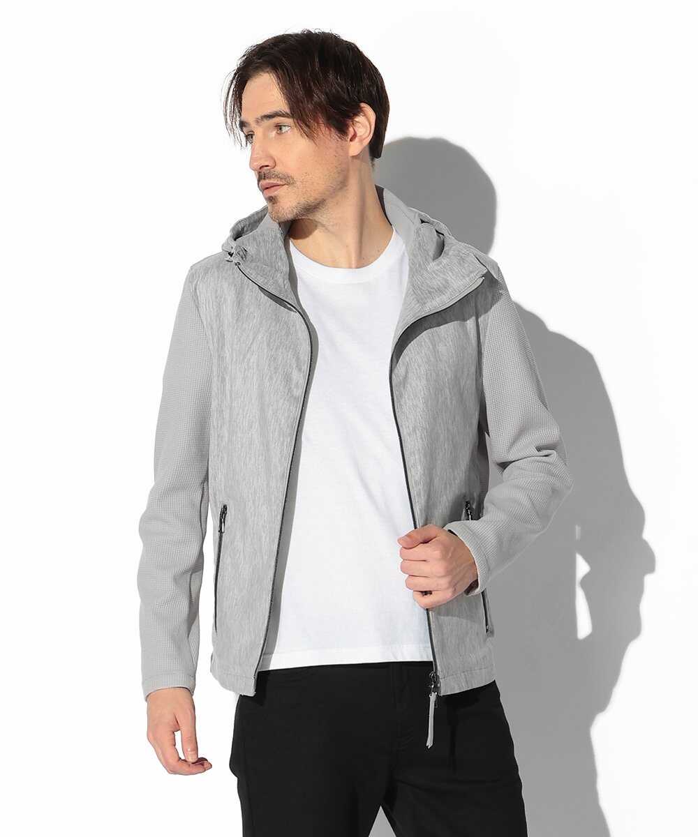 ツイードプリントポリ スエードパーカ