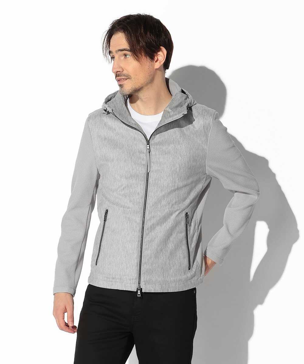 ツイードプリントポリ スエードパーカ