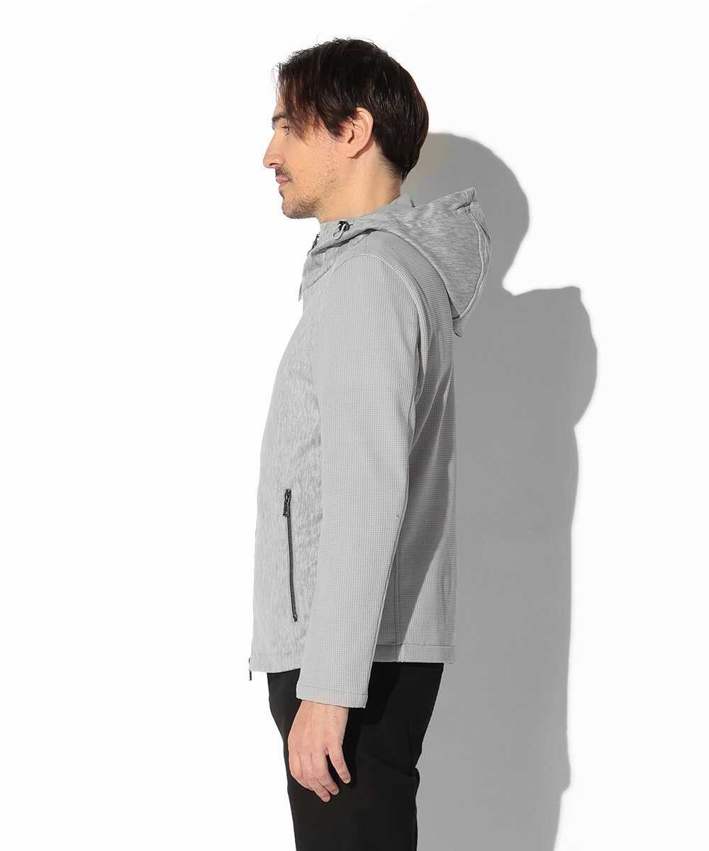 ツイードプリントポリ スエードパーカ