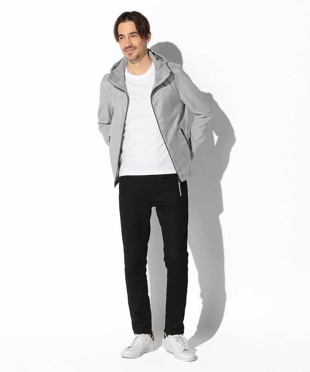 ツイードプリントポリ スエードパーカ