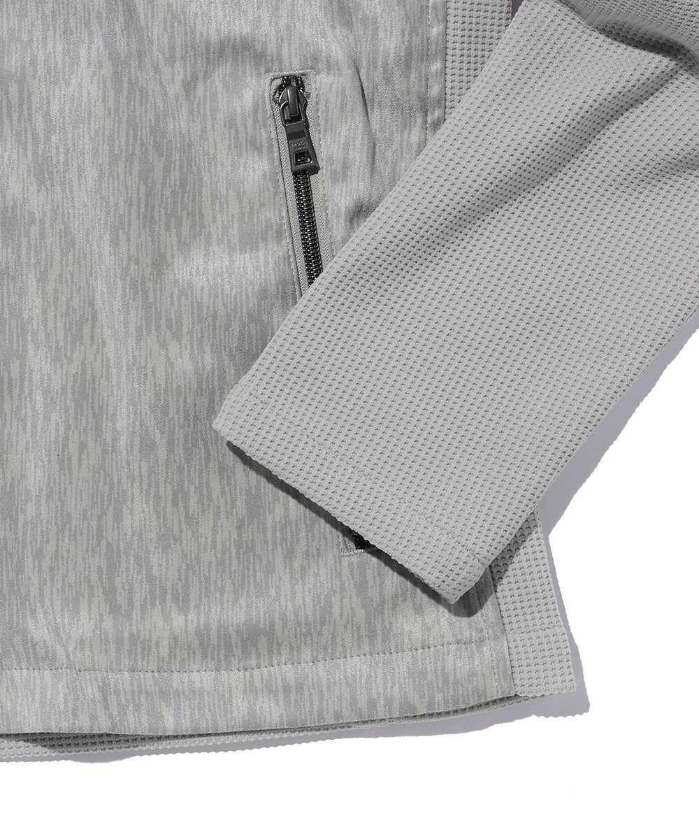 ツイードプリントポリ スエードパーカ