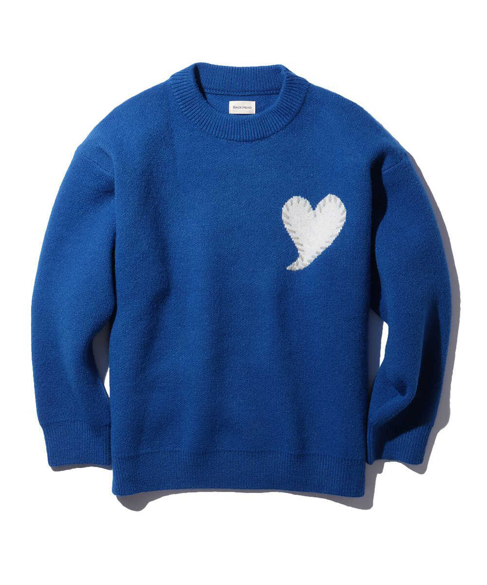 ワンポイントハートステッチダブルニット