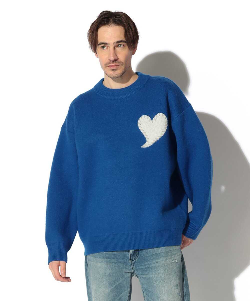 ワンポイントハートステッチダブルニット