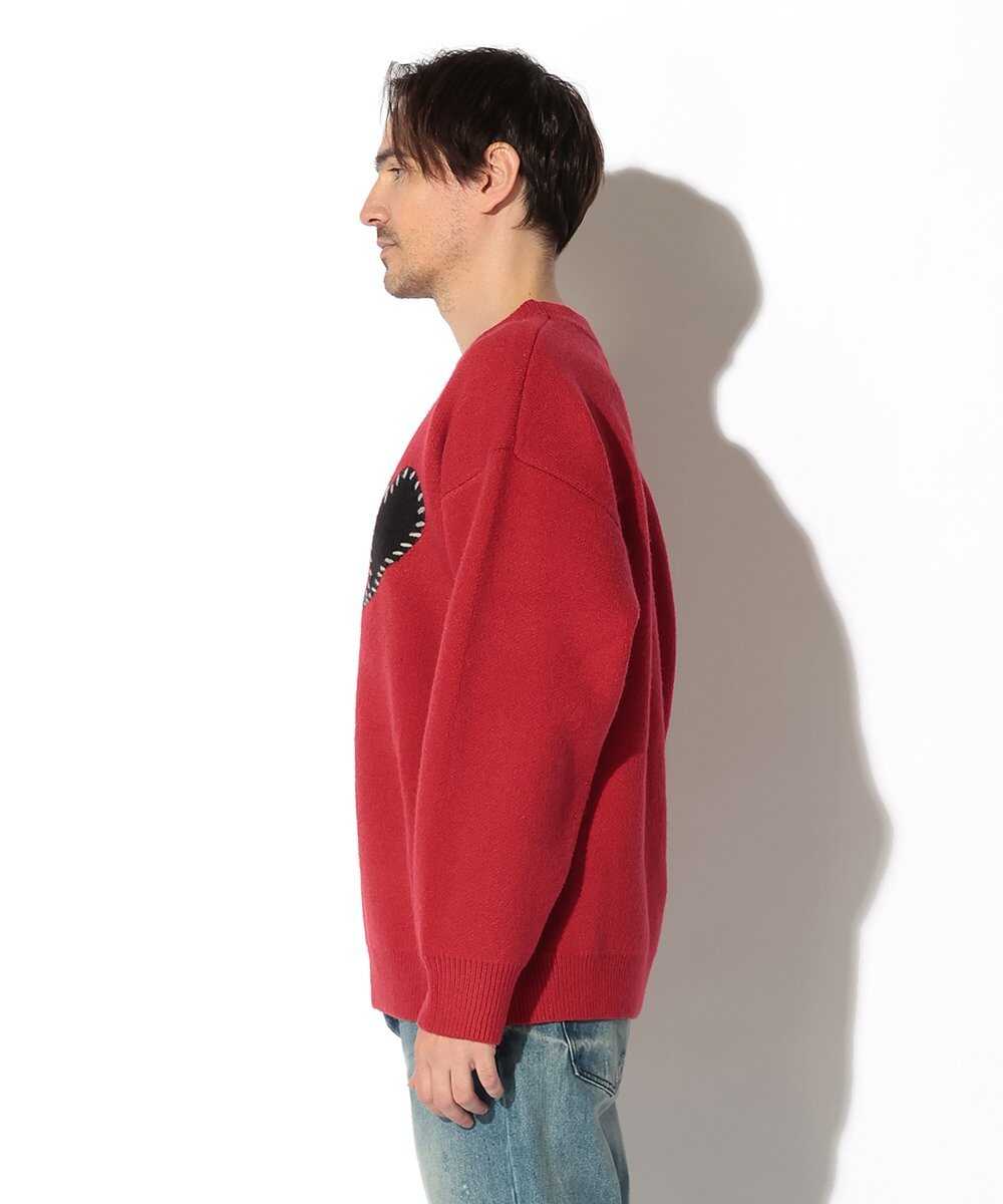 ワンポイントハートステッチダブルニット