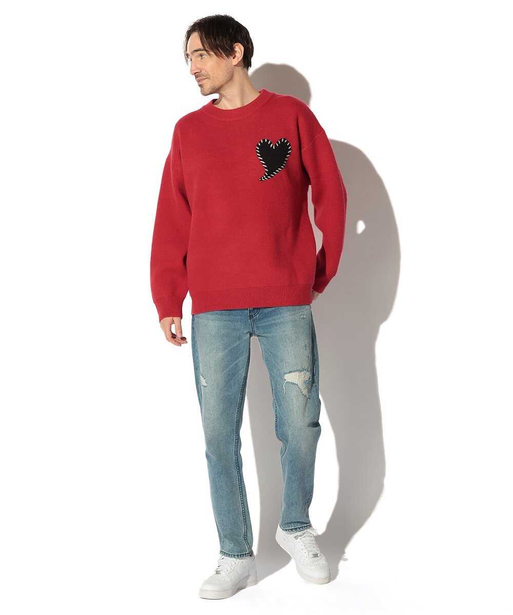 ワンポイントハートステッチダブルニット