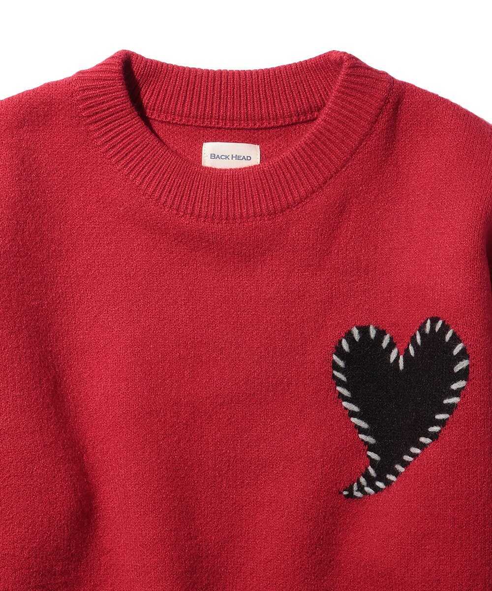 ワンポイントハートステッチダブルニット
