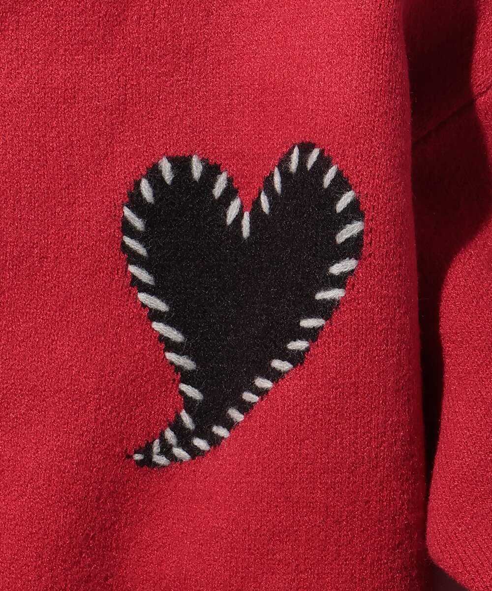 ワンポイントハートステッチダブルニット