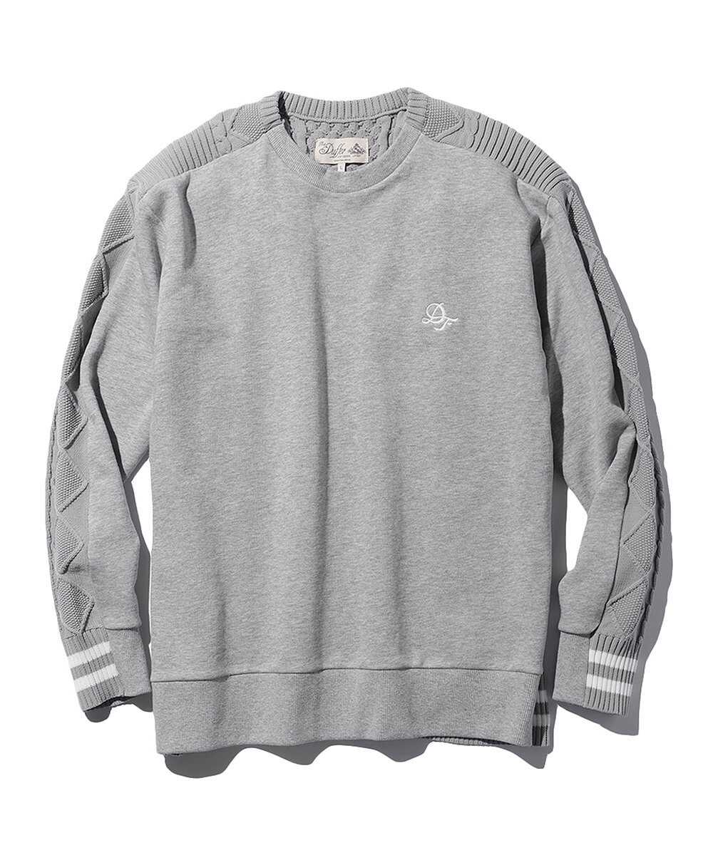 スウェット×ニットスイッチング クルーネック