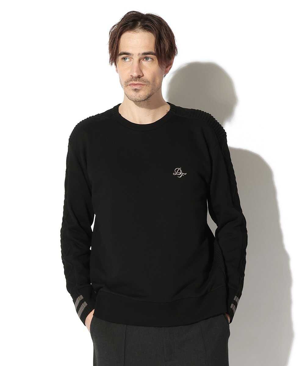 スウェット×ニットスイッチング クルーネック