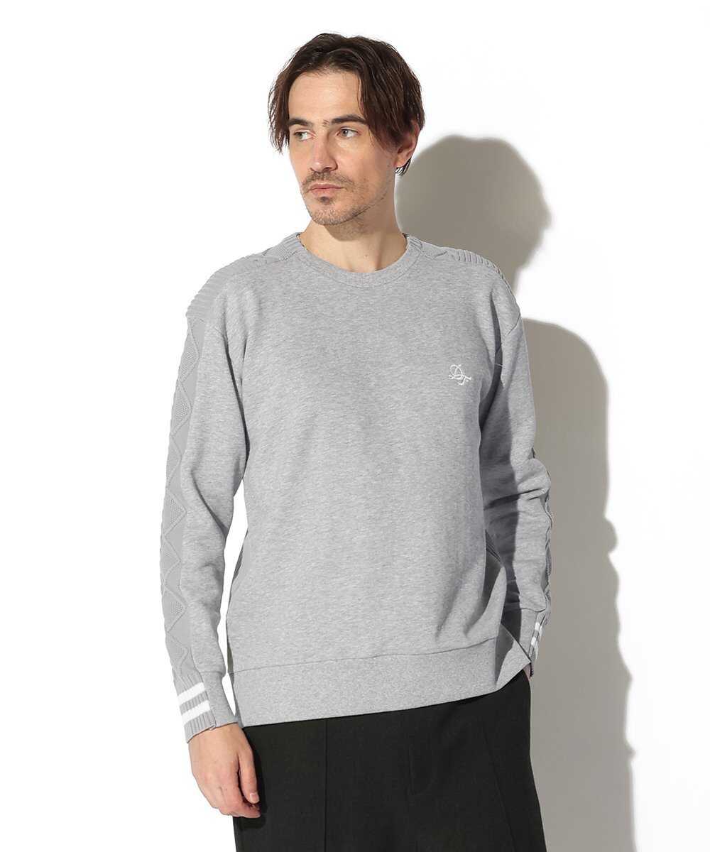 スウェット×ニットスイッチング クルーネック