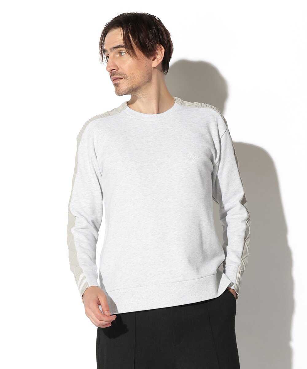 スウェット×ニットスイッチング クルーネック