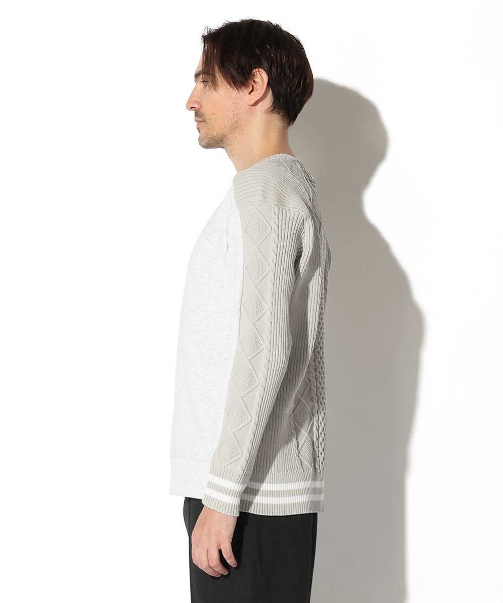 スウェット×ニットスイッチング クルーネック