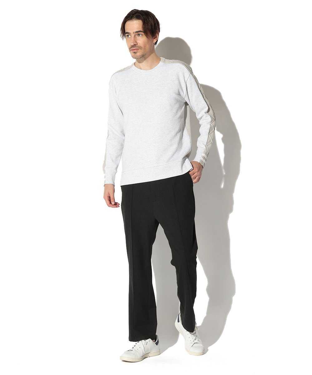 スウェット×ニットスイッチング クルーネック