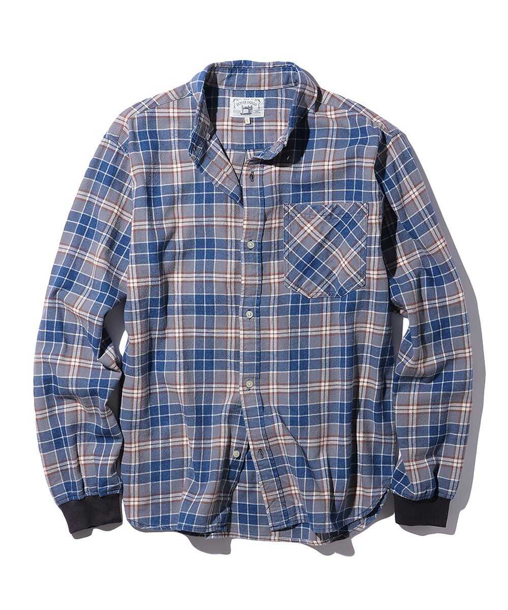 インディゴチェックリブシャツ