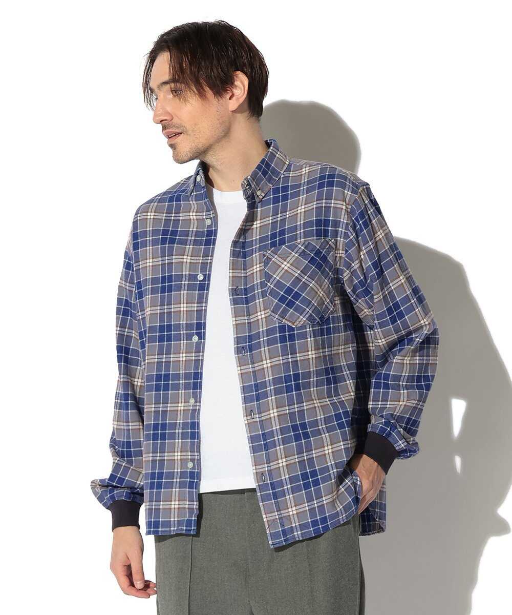 インディゴチェックリブシャツ