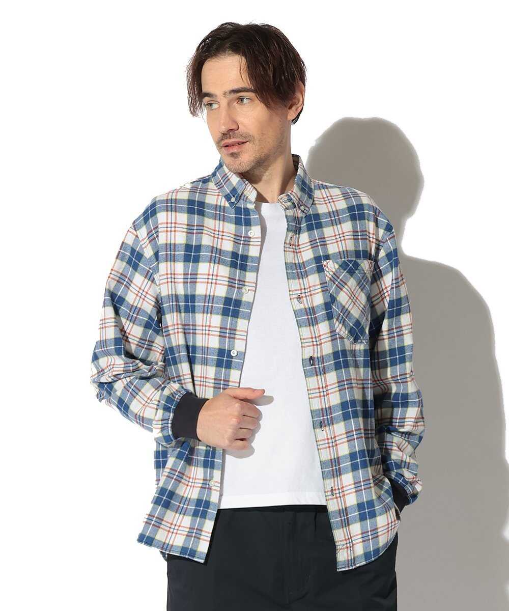 インディゴチェックリブシャツ