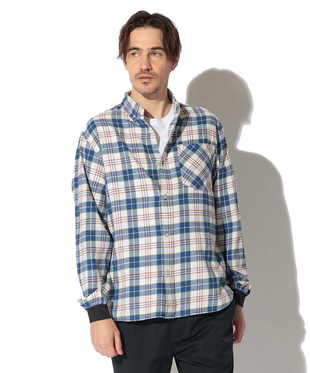 インディゴチェックリブシャツ