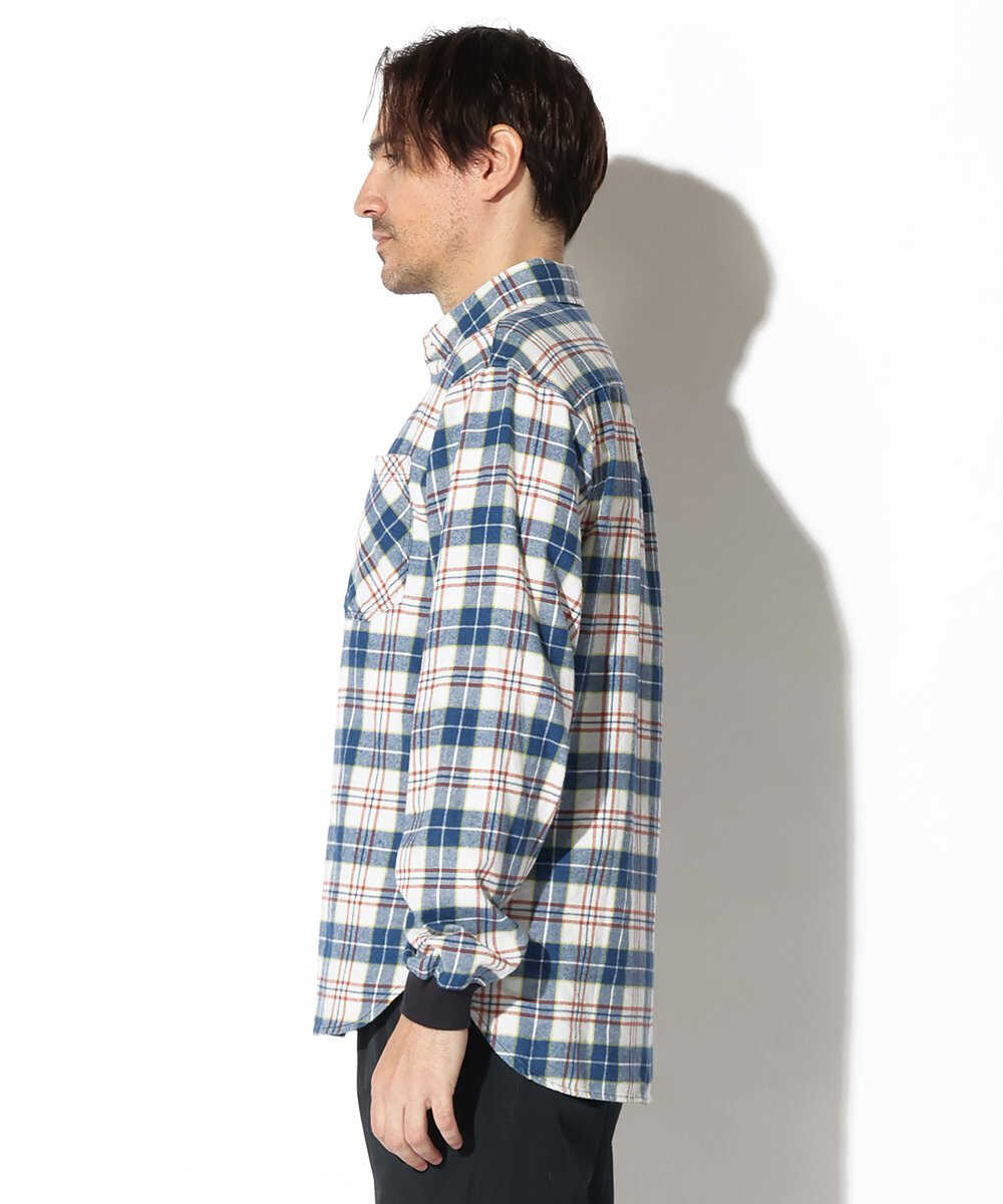 インディゴチェックリブシャツ