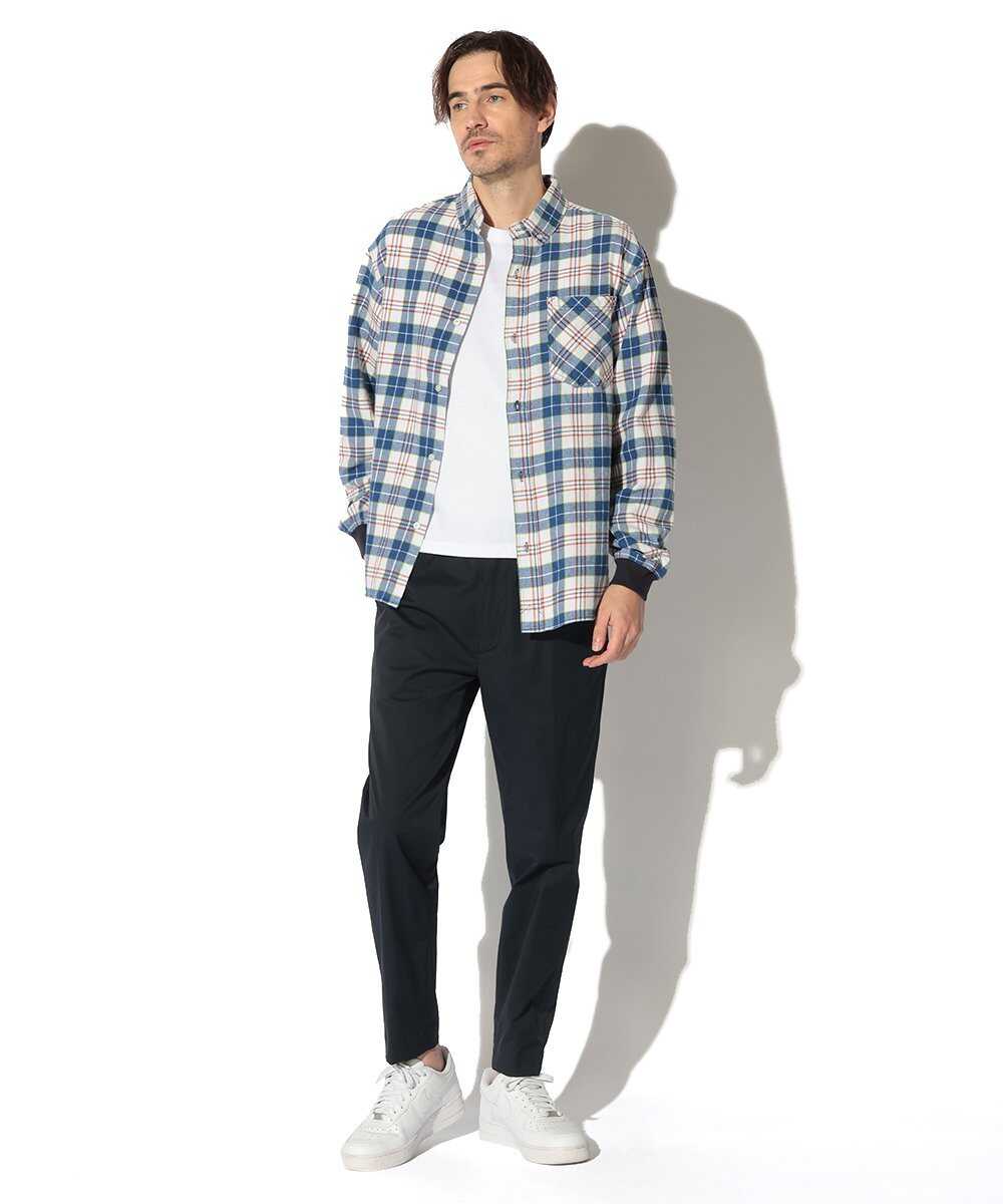 インディゴチェックリブシャツ