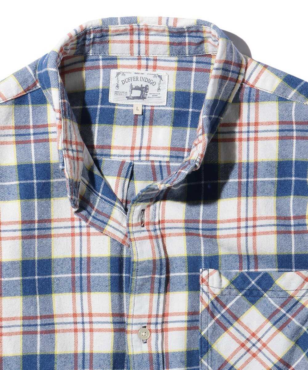 インディゴチェックリブシャツ