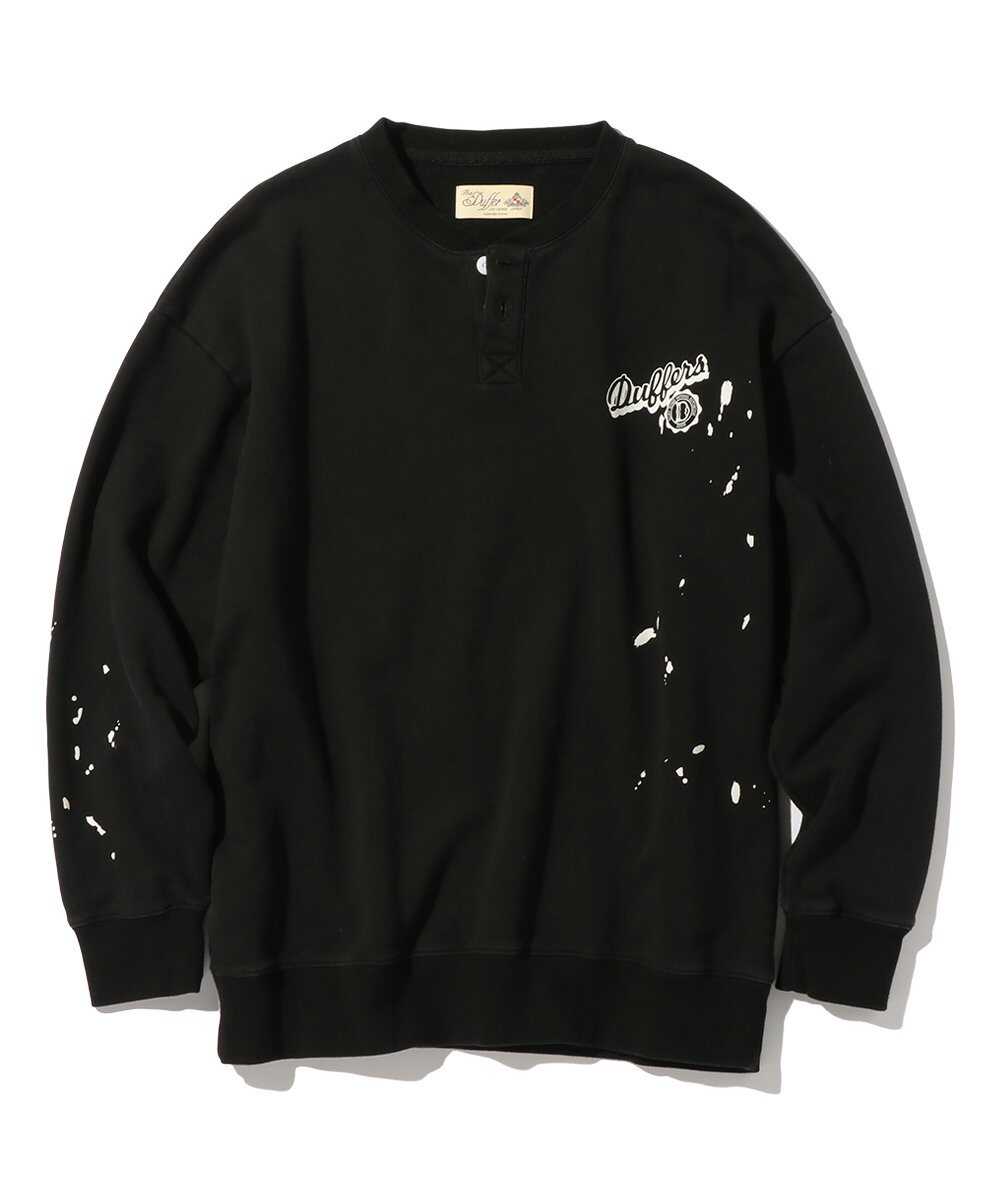 ペイントスウェット ヘンリーネックロンT