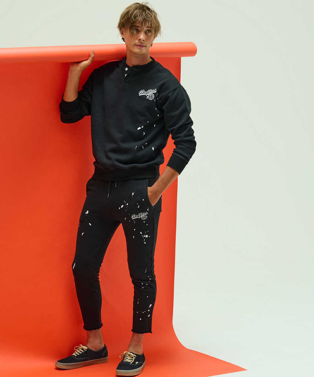 ペイントスウェット ヘンリーネックロンT