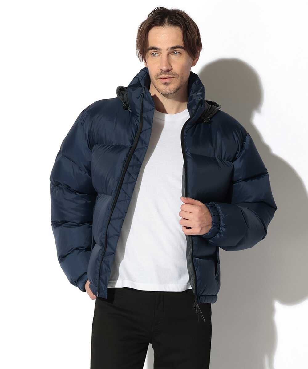 リップストップ ナイロン 刺繍ロゴダウンジャケット