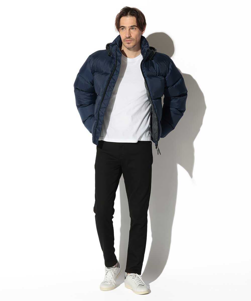 リップストップ ナイロン 刺繍ロゴダウンジャケット