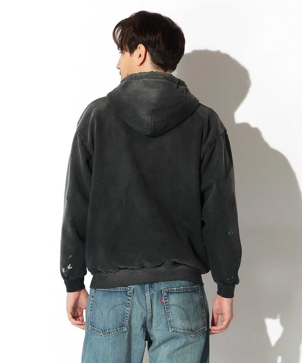 ダメージ加工 ジップアップ パーカ