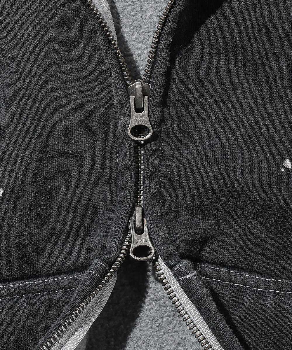 ダメージ加工 ジップアップ パーカ