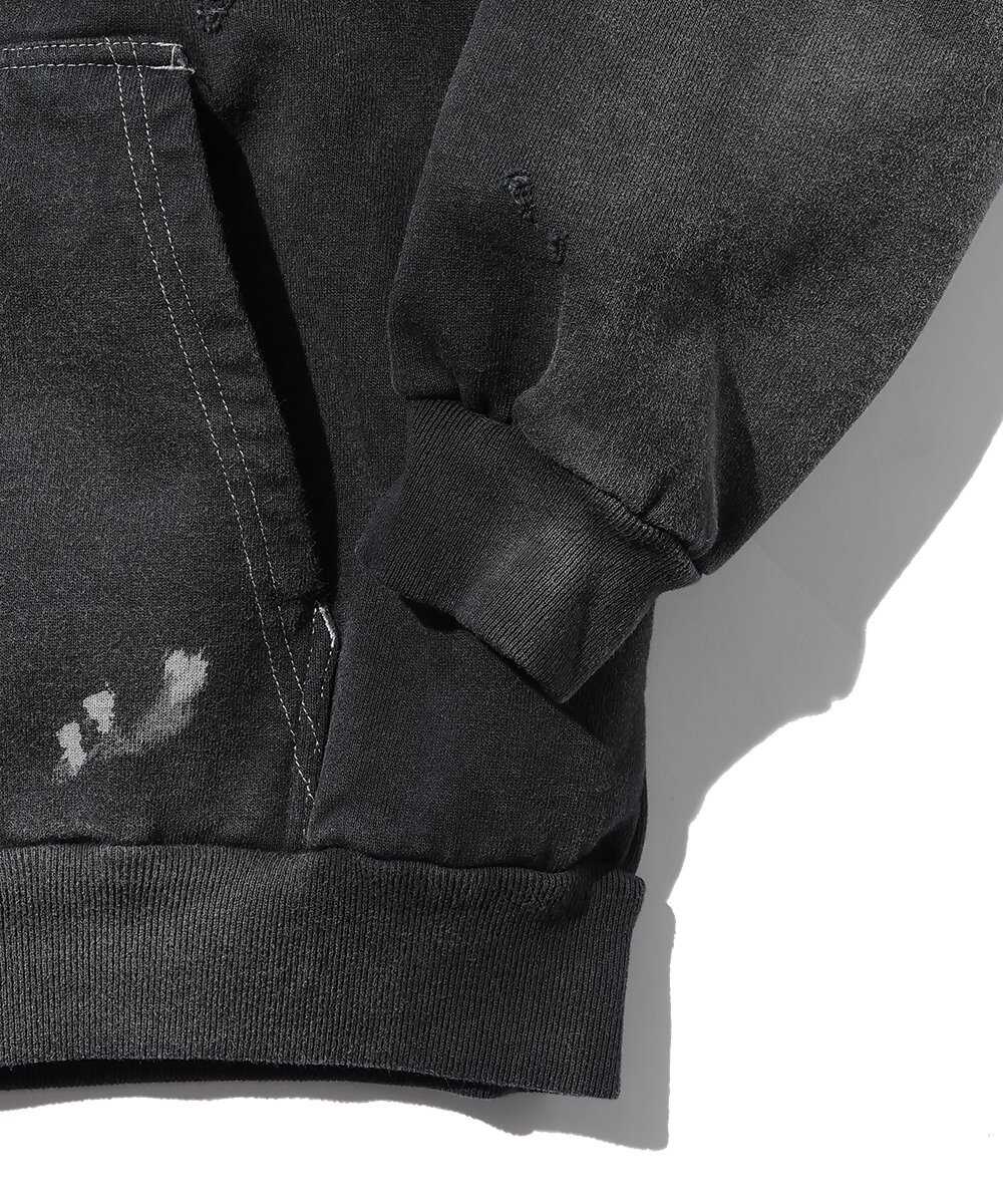 ダメージ加工 ジップアップ パーカ