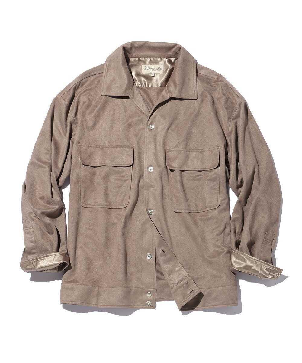 フェイクスエード オープンカラーシャツ