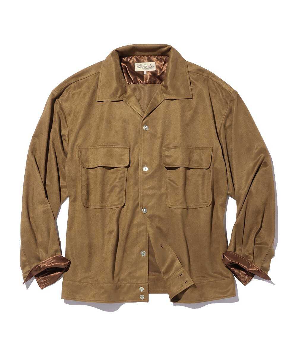 フェイクスエード オープンカラーシャツ