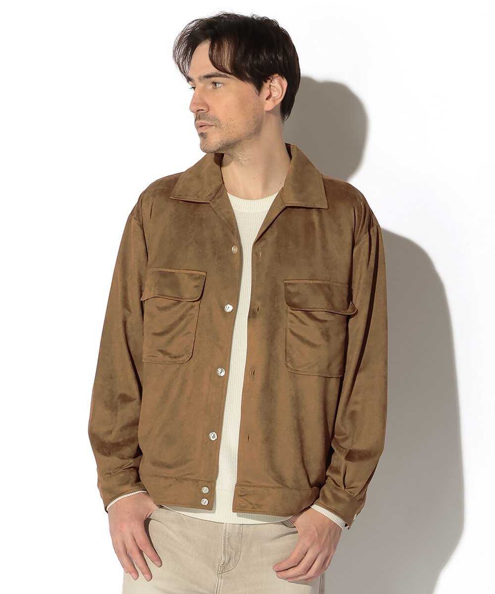 フェイクスエード オープンカラーシャツ