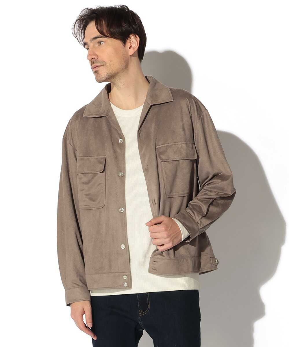 フェイクスエード オープンカラーシャツ