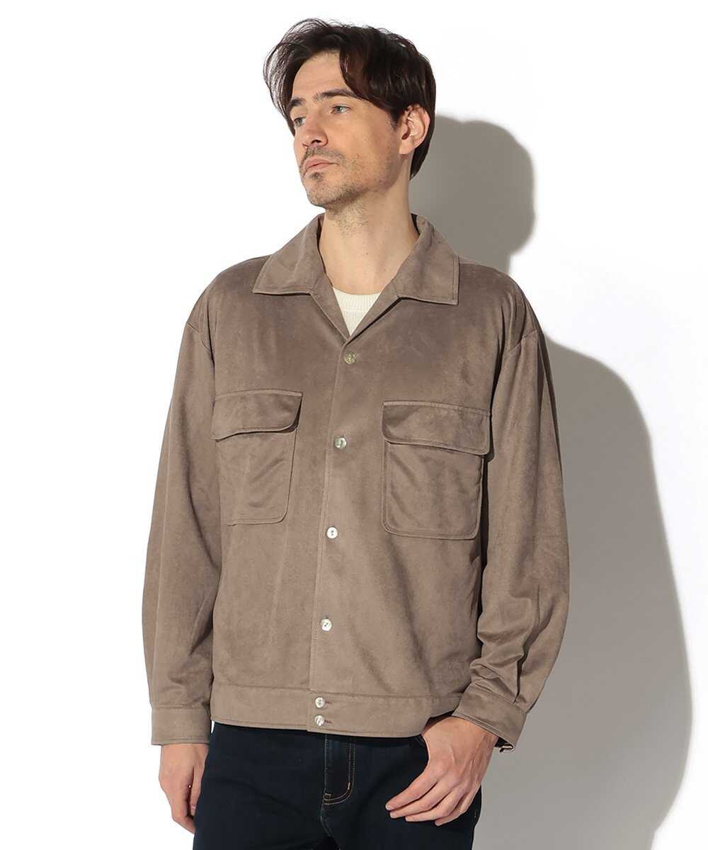 フェイクスエード オープンカラーシャツ