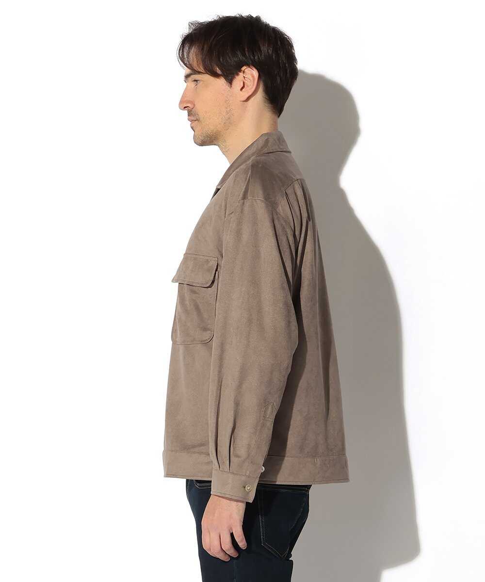 フェイクスエード オープンカラーシャツ