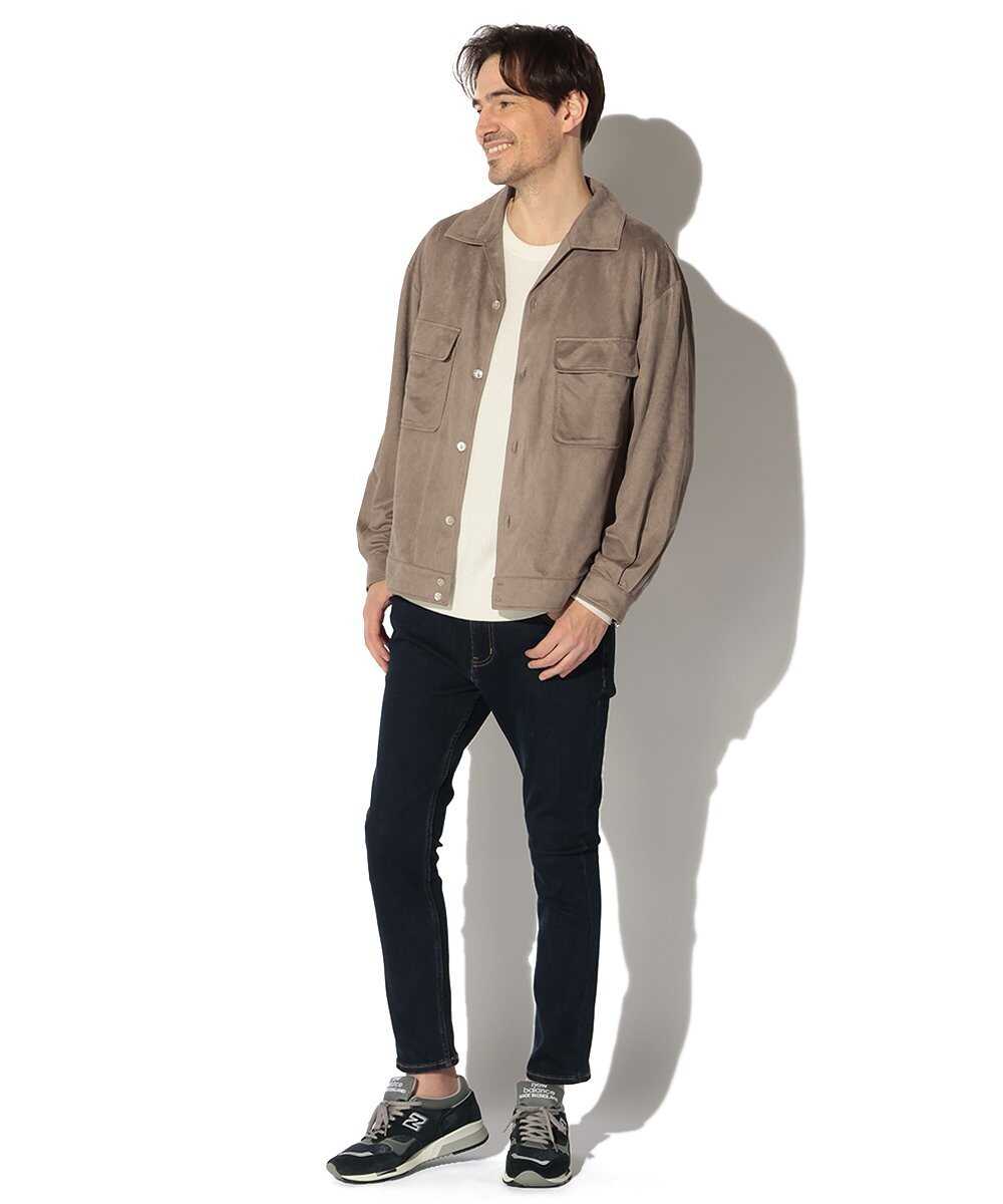 フェイクスエード オープンカラーシャツ