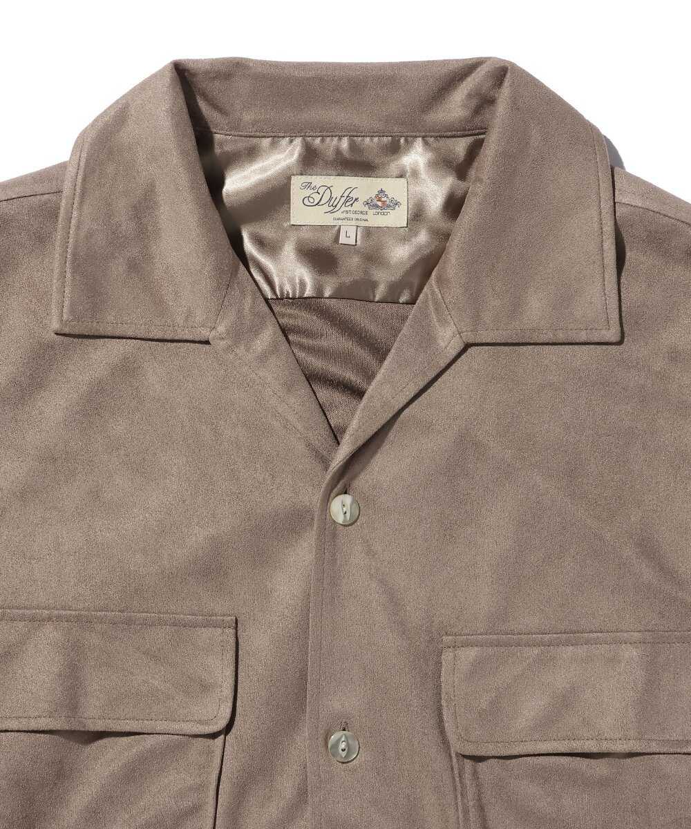 フェイクスエード オープンカラーシャツ