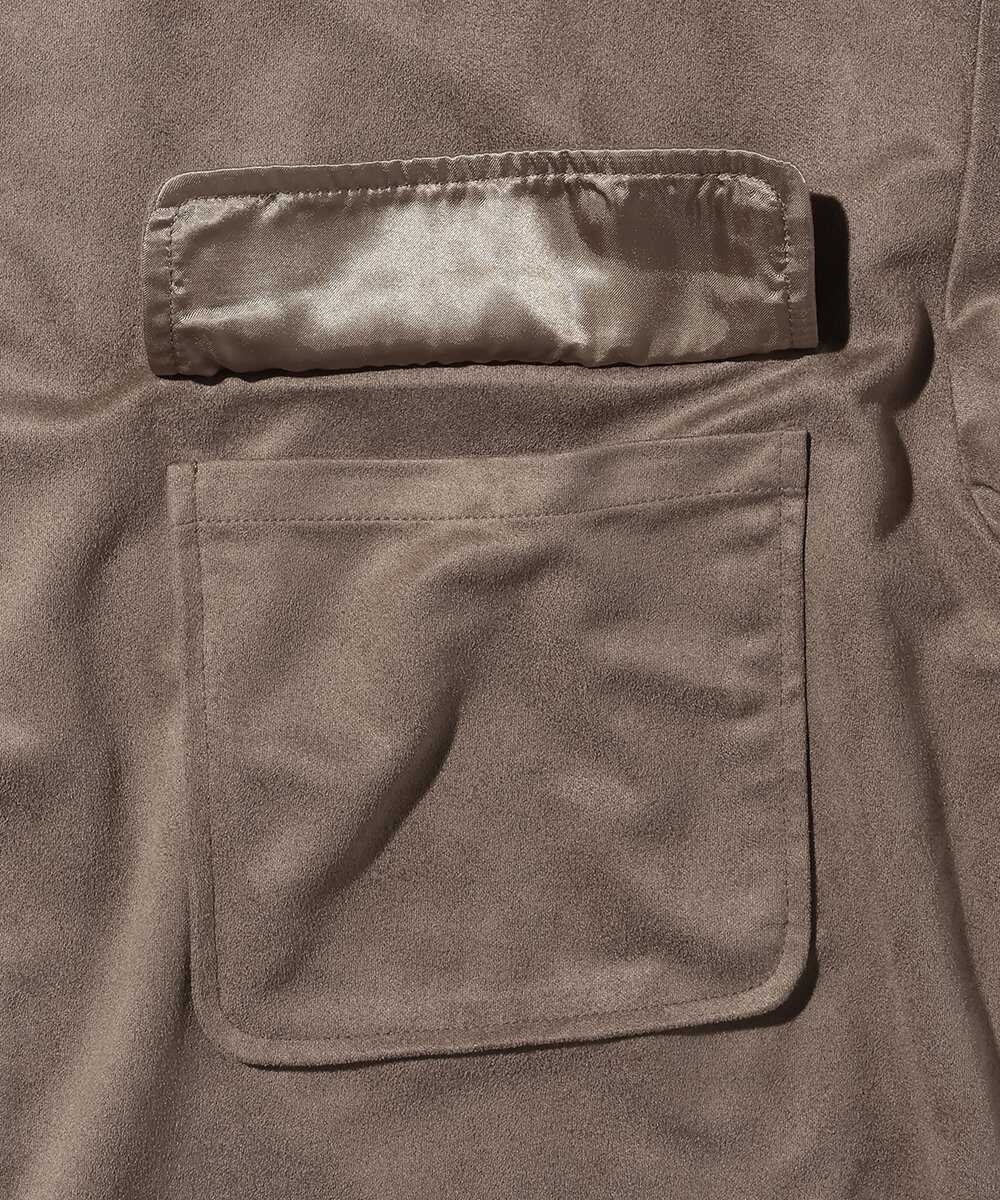 フェイクスエード オープンカラーシャツ