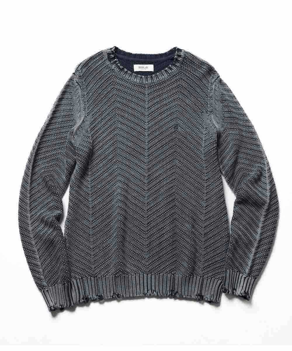 ヘビーウォッシュ ダメージニット