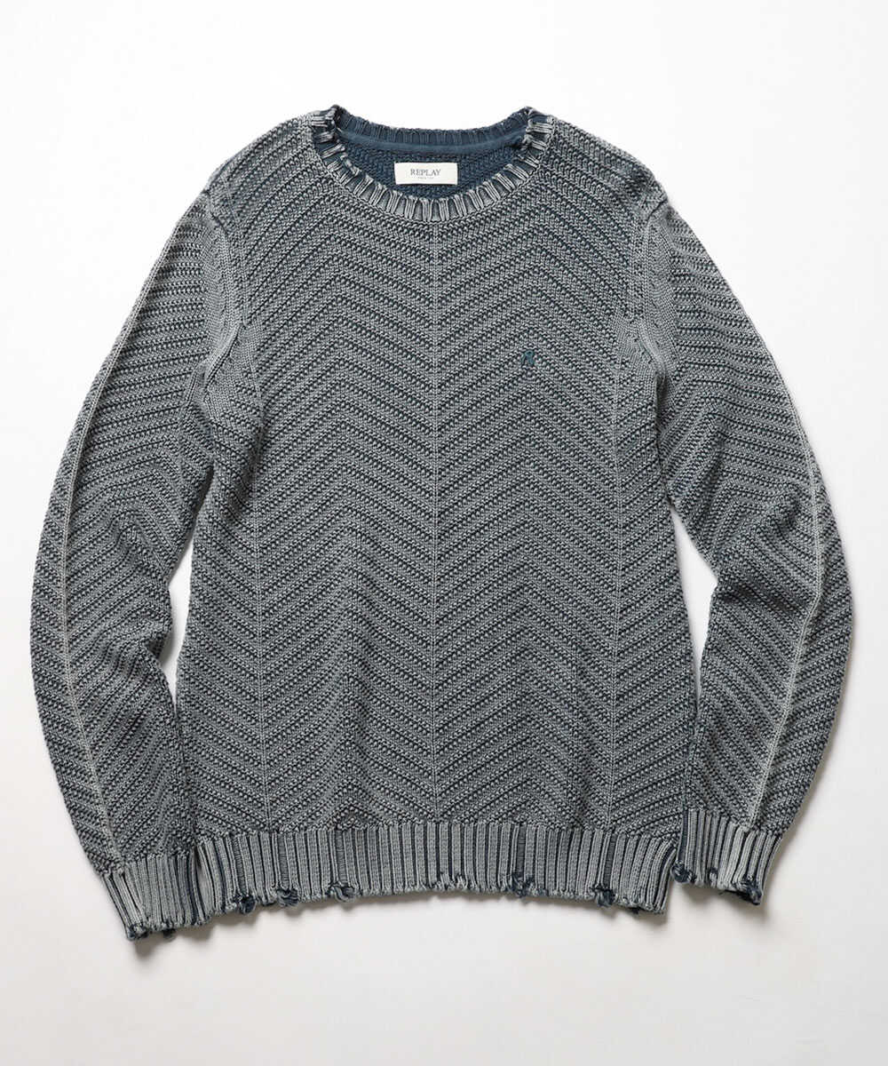 ヘビーウォッシュ ダメージニット