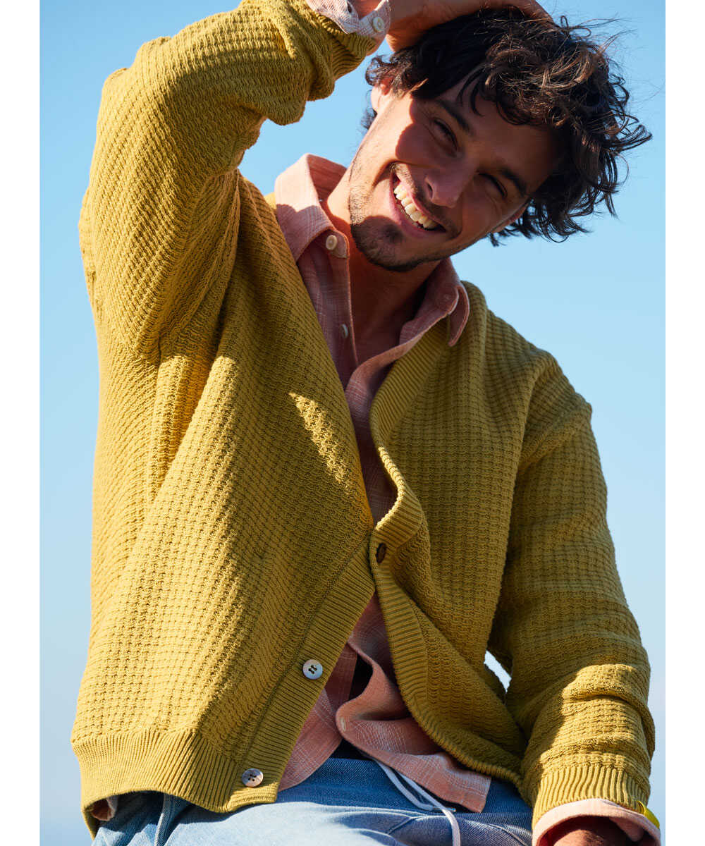 エイヤ コラボ ビッグワッフル ニットカーディガン