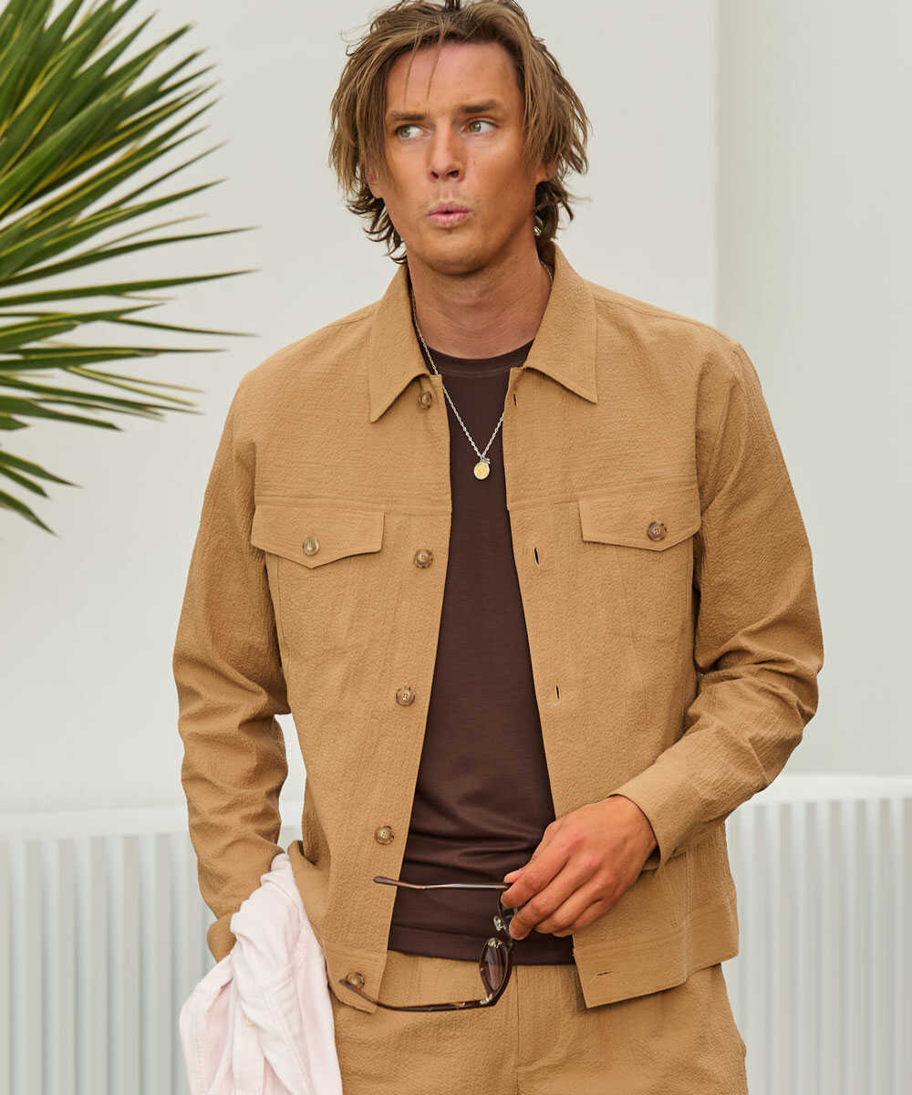 シアサッカー トラッカー型ジャケット