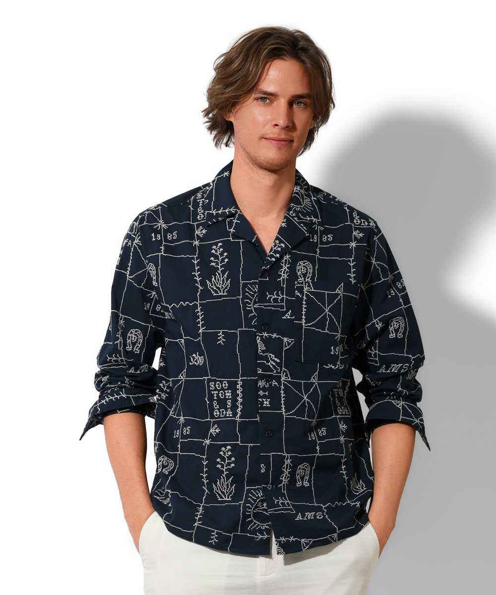 ステッチ刺繍 ワークシャツ