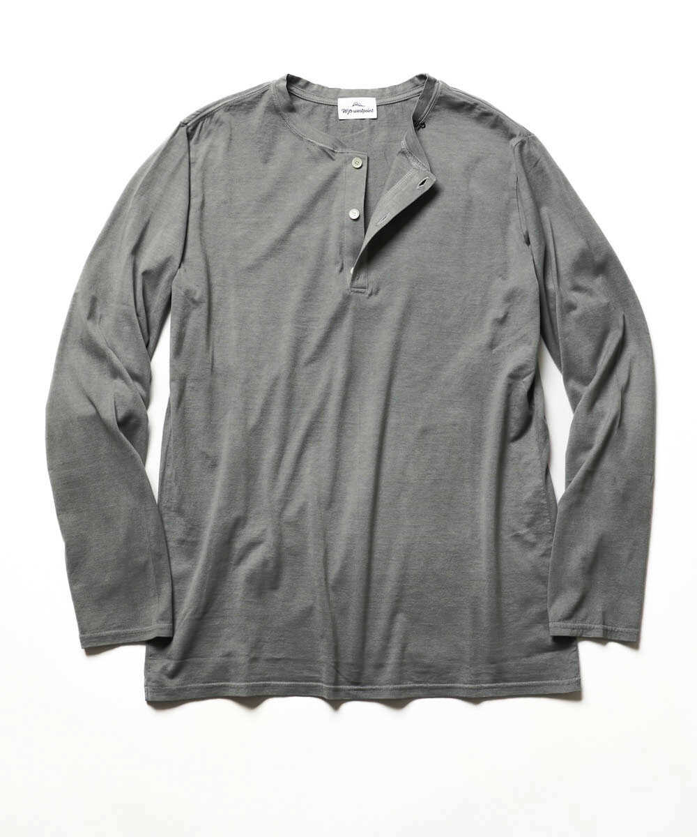 限定 超長綿 イスラエルピマ シンプル ヘンリーネックロンT