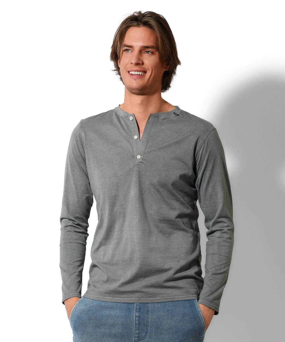 限定 超長綿 イスラエルピマ シンプル ヘンリーネックロンT