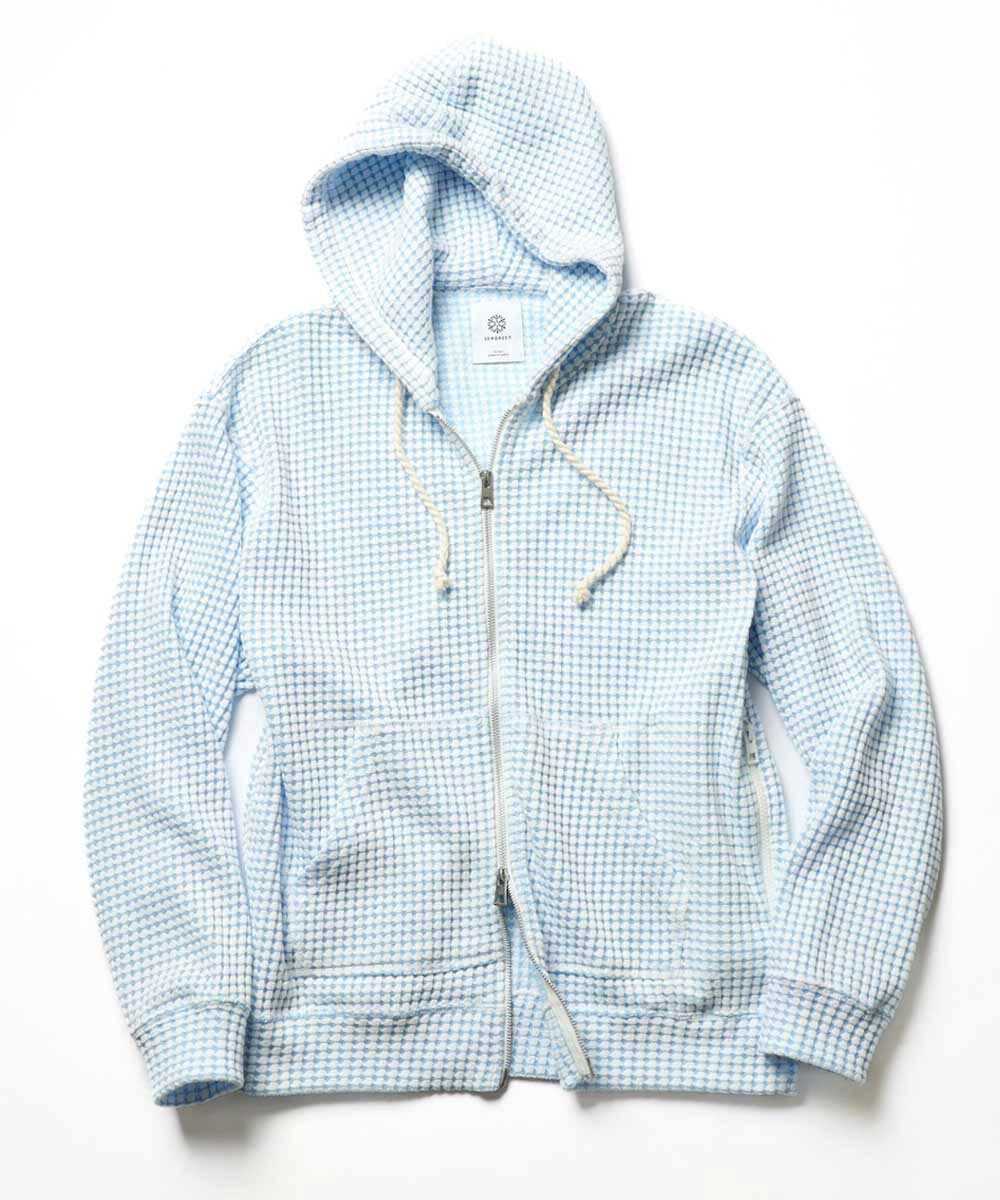 リラックス フルジップ ワッフルパーカ