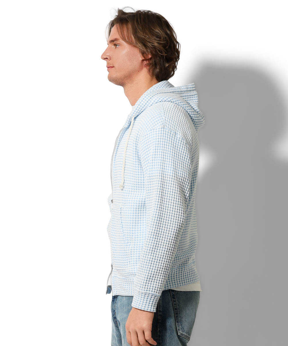 リラックス フルジップ ワッフルパーカ