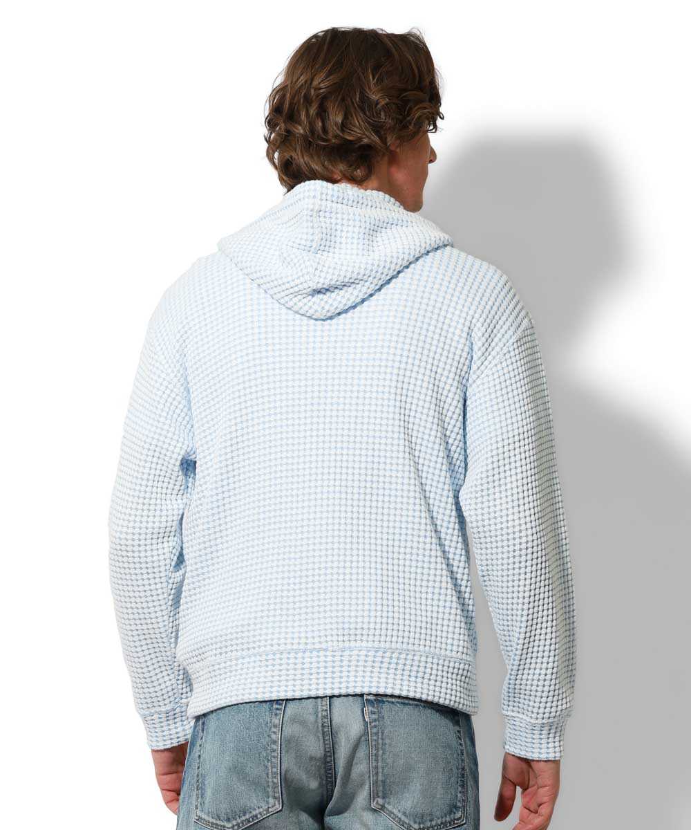 リラックス フルジップ ワッフルパーカ